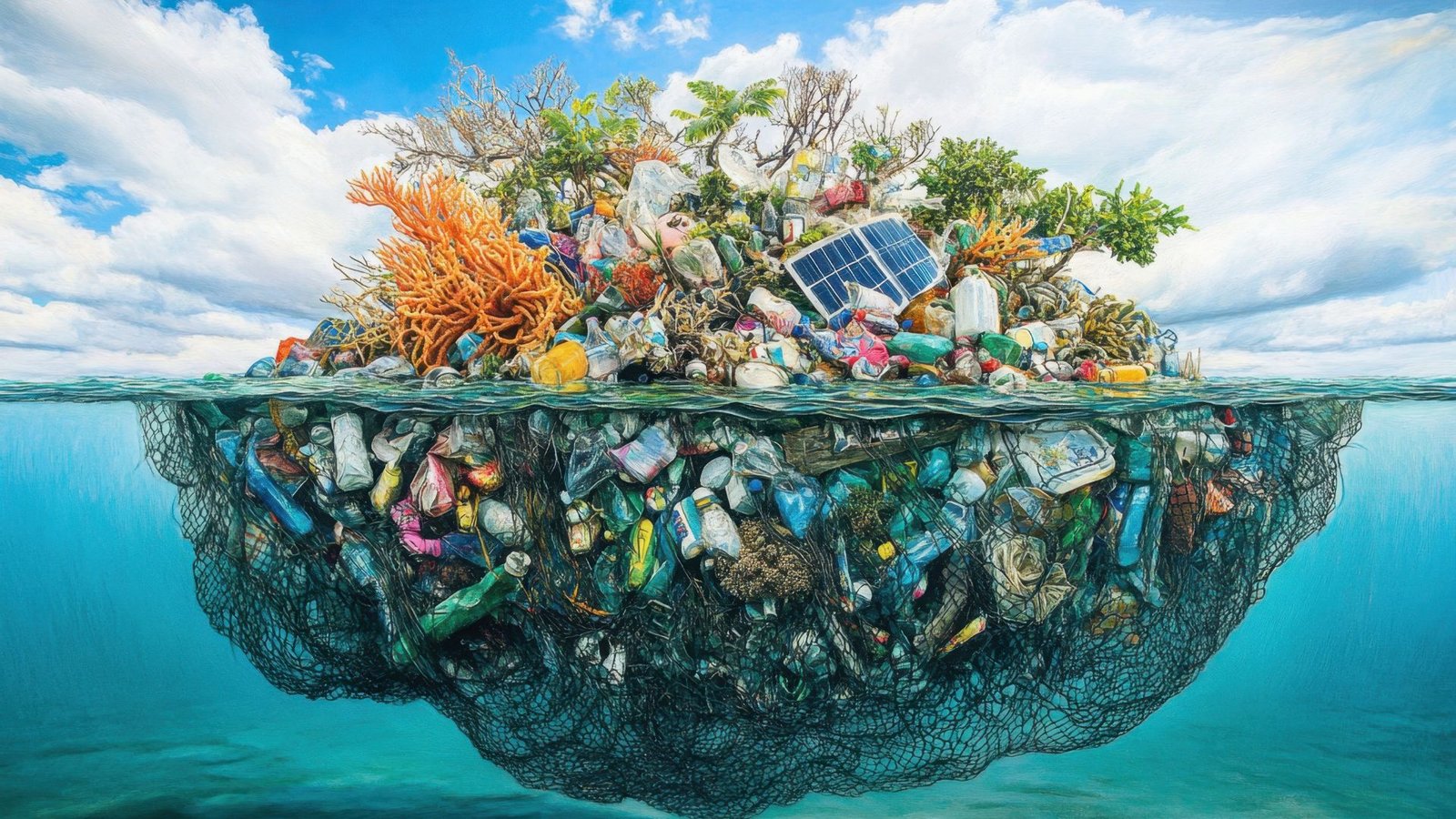 Plastic waste polluting oceans and landfills